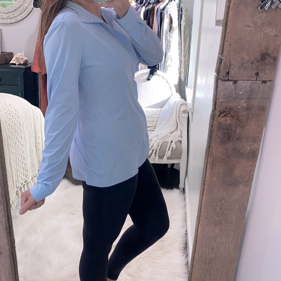 FITS blue button down riding shirt size large - Picture 2 of 6